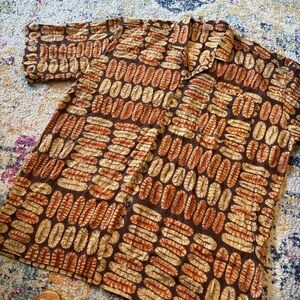 Brown and Orange Patterned Men's Shirt